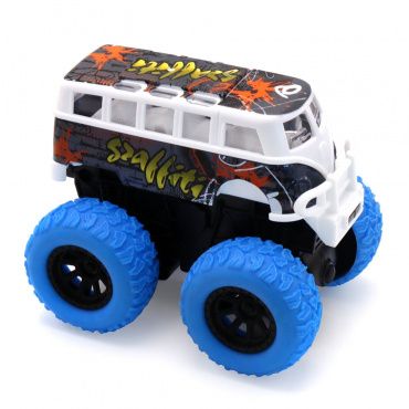FT8484-2 Игрушка Инерционная машинка автобус die-cast, полный привод, с голубыми колесами Funky toys